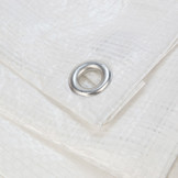 10x12 wit 150gr afdekzeil vlamvertragend  met zeilringen - bouwzeil