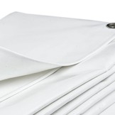 4x8 Wit 650gr PVC afdekzeil met 18mm zeilringen (nestels, ringogen)