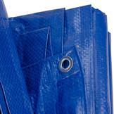 3x4 blauw 250gr afdekzeil met zeilringen - bouwzeil