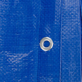 20x20 blauw 250gr afdekzeil met zeilringen - bouwzeil