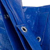 20x20 blauw 250gr afdekzeil met zeilringen - bouwzeil