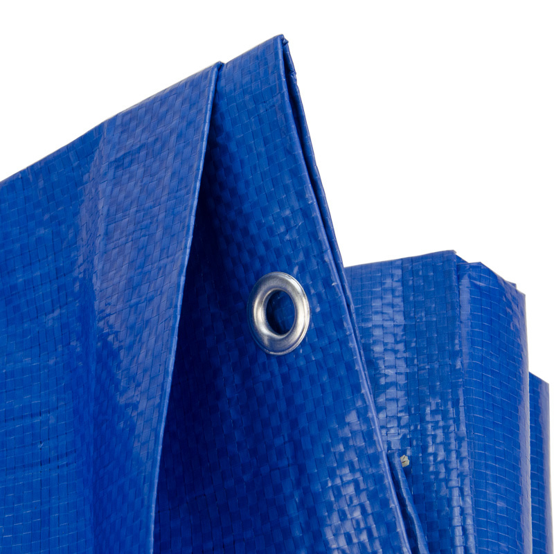 6x10 blauw 250gr afdekzeil met zeilringen - bouwzeil