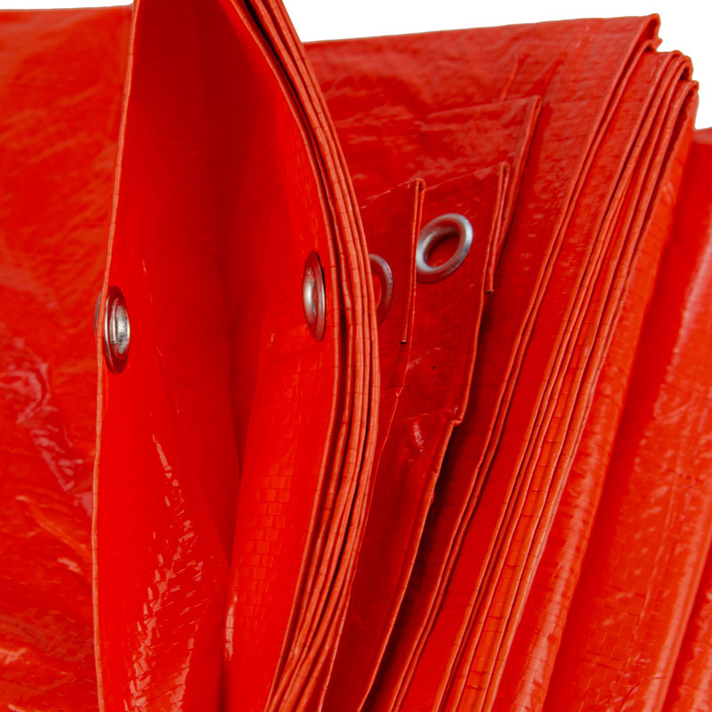 10x15 oranje 100gr afdekzeil met zeilringen - bouwzeil