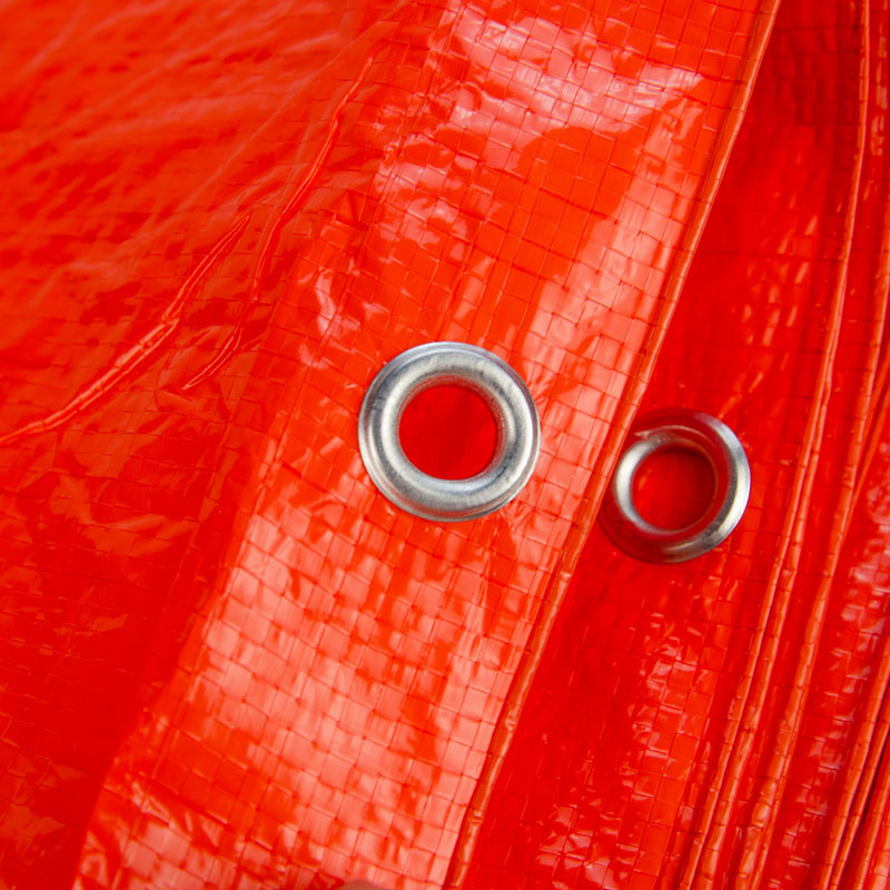 8x10 oranje 100gr afdekzeil met zeilringen - bouwzeil