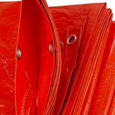 8x12 oranje 100gr afdekzeil met zeilringen - bouwzeil