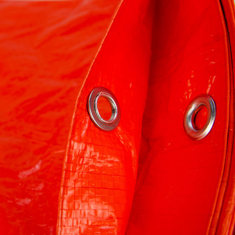 8x12 oranje 100gr afdekzeil met zeilringen - bouwzeil