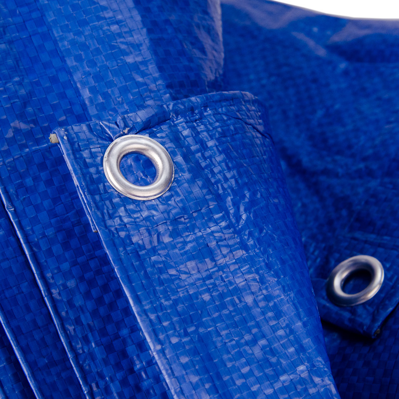 5x6 blauw 150gr afdekzeil met zeilringen - bouwzeil