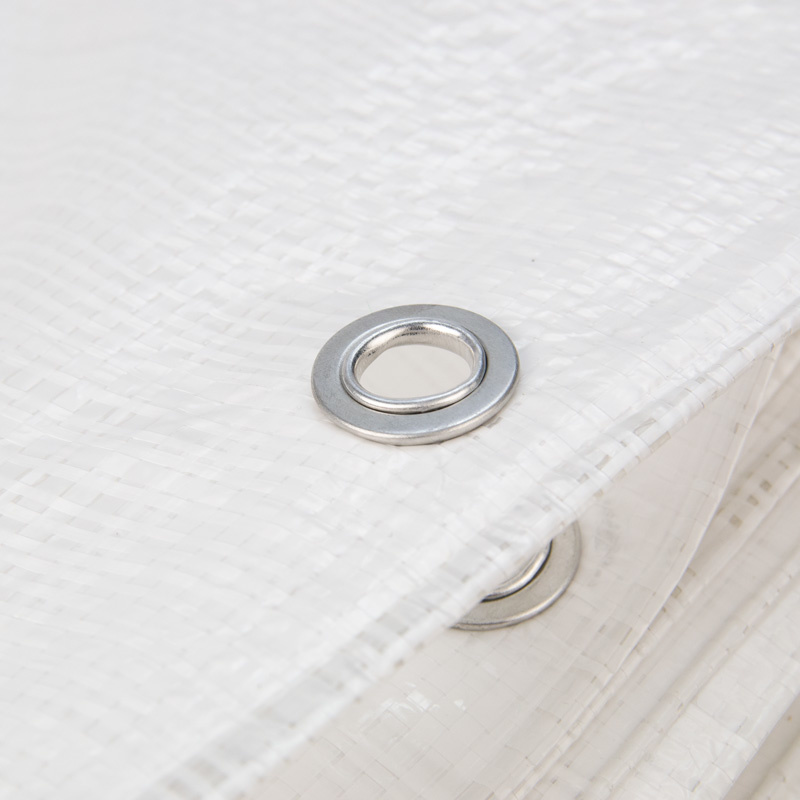 6x12 wit 170gr afdekzeil met zeilringen - bouwzeil