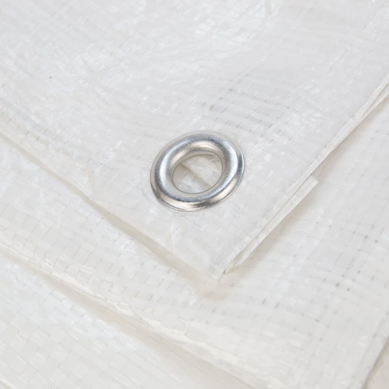 8x12 wit 170gr afdekzeil met zeilringen - bouwzeil