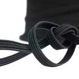 Elastisch koord 11mm plat zwart op rol