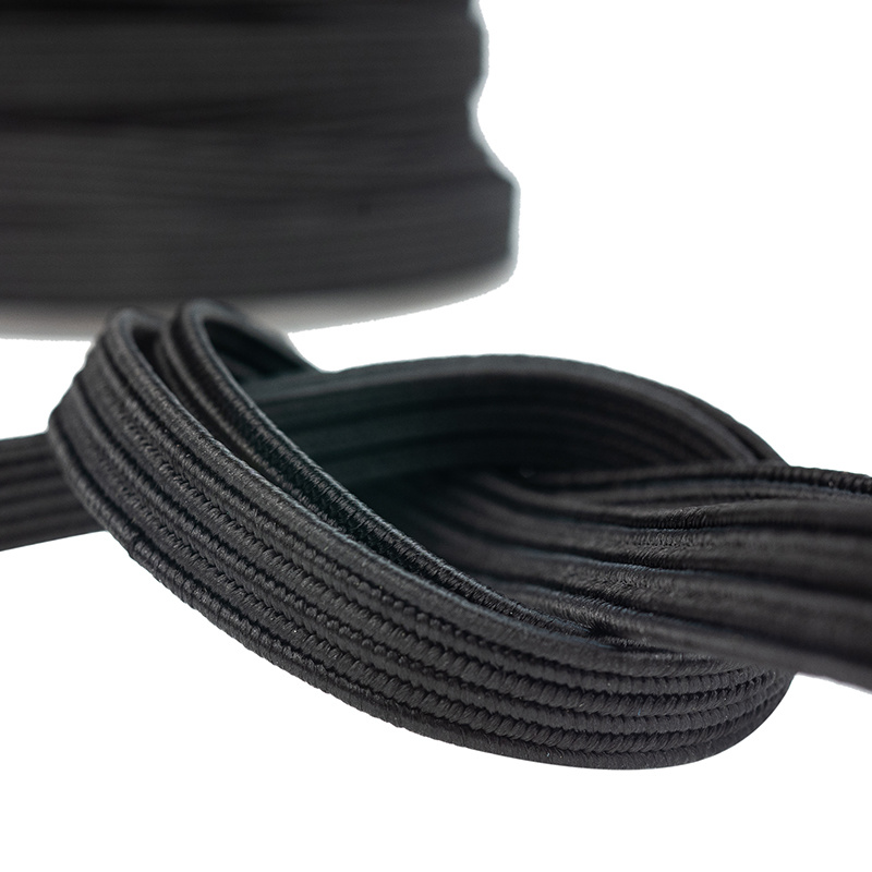 Elastisch koord 11mm plat zwart op rol