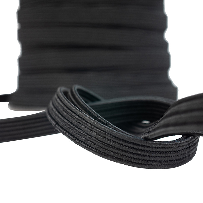 Elastisch koord 16mm plat zwart op rol