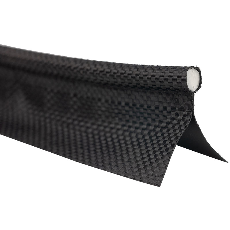 Caravanpees keder met dubbele vlag 7mm zwart