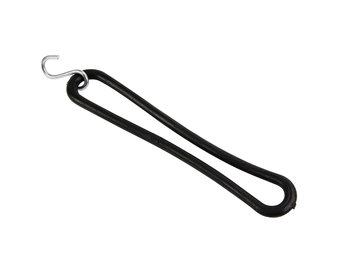 Spanrubber met s-haak 20cm elastiek zwart