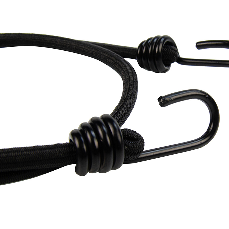 Snelbinder 100cm zwart pe 8mm koord met 2 spinhaken 4 stuks