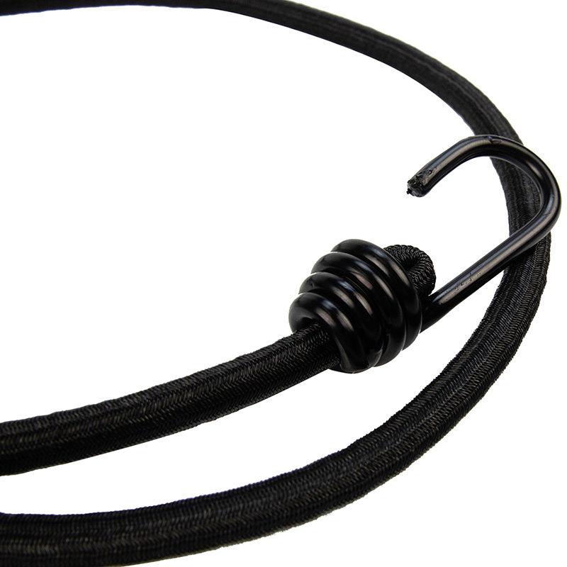 Snelbinder 100cm zwart pe 8mm koord met 2 spinhaken 4 stuks