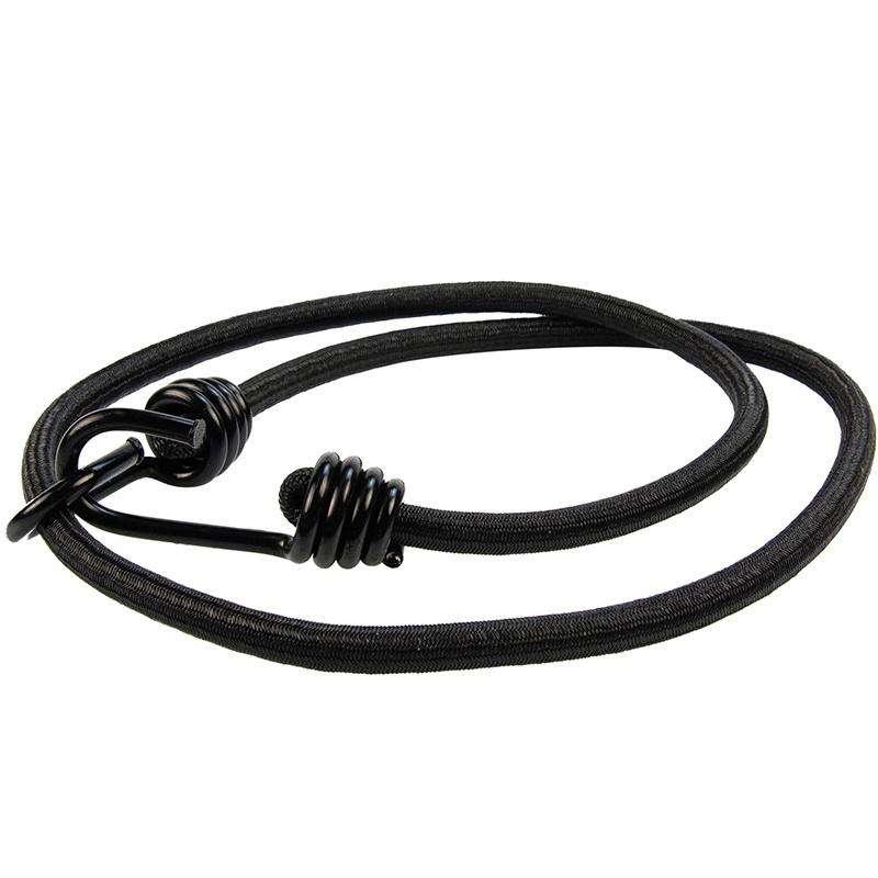 Snelbinder 100cm zwart pe 8mm koord met 2 spinhaken 4 stuks
