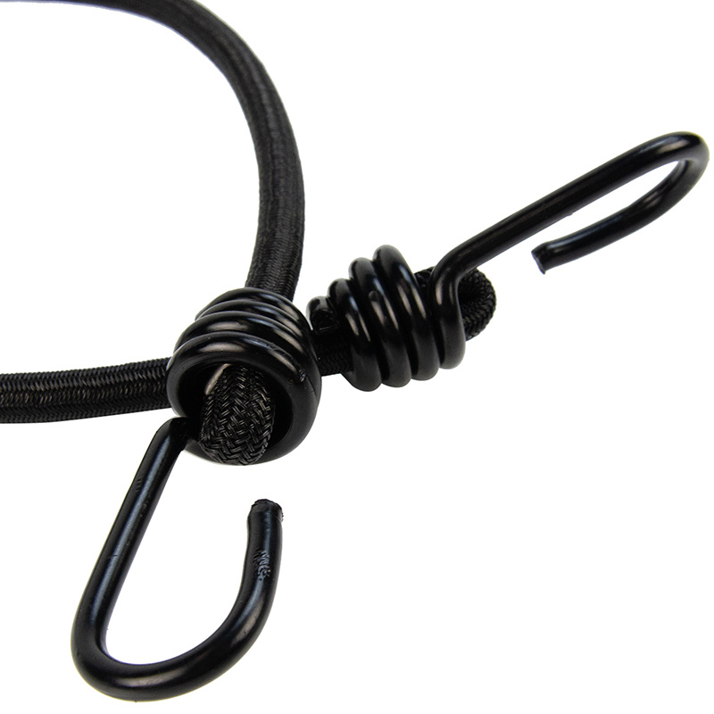 Snelbinder 60cm zwart pe 8mm koord met 2 spinhaken 4 stuks