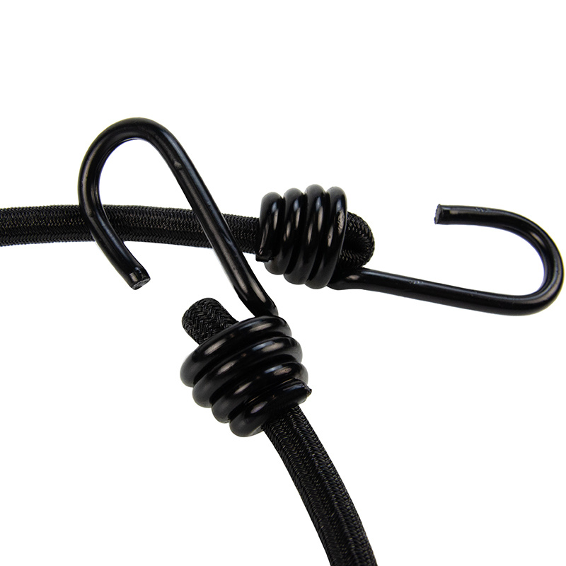 Snelbinder 60cm zwart pe 8mm koord met 2 spinhaken 4 stuks