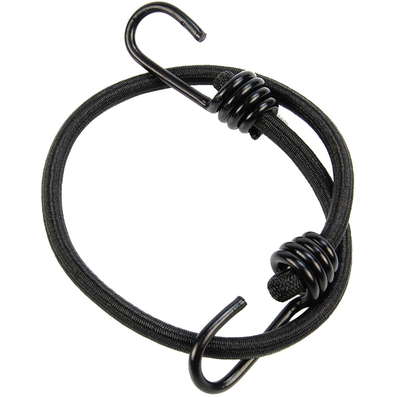 Snelbinder 60cm zwart pe 8mm koord met 2 spinhaken 4 stuks