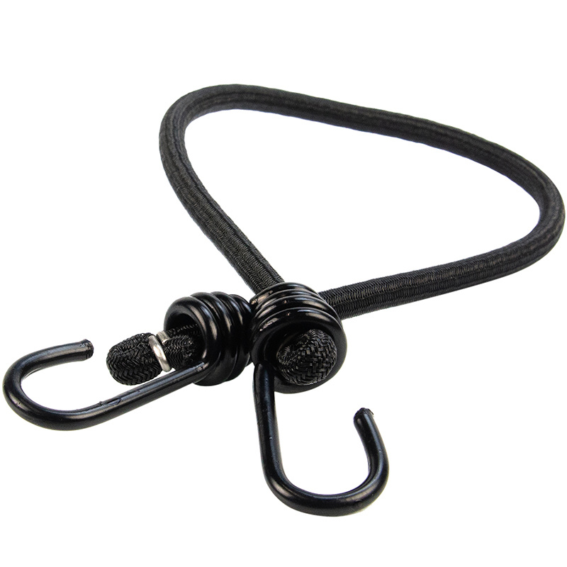 Snelbinder 60cm zwart pe 8mm koord met 2 spinhaken 4 stuks