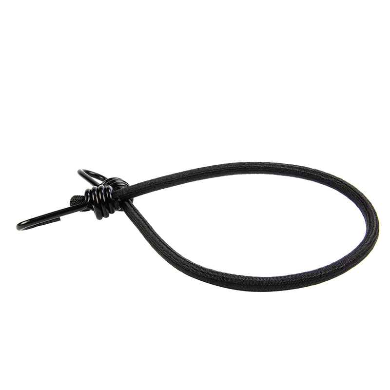 Snelbinder 60cm zwart pe 8mm koord met 2 spinhaken 4 stuks