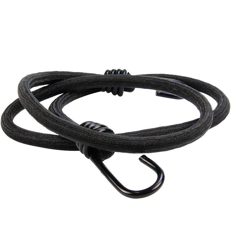 Snelbinder 80cm zwart pe 8mm koord met 2 spinhaken 4 stuks