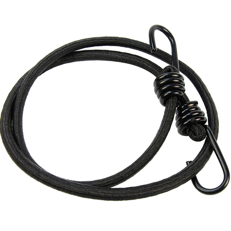 Snelbinder 100cm zwart pe 8mm koord met 2 spinhaken 4 stuks