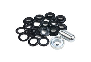 Zeilringen set kunststof 12mm zwart