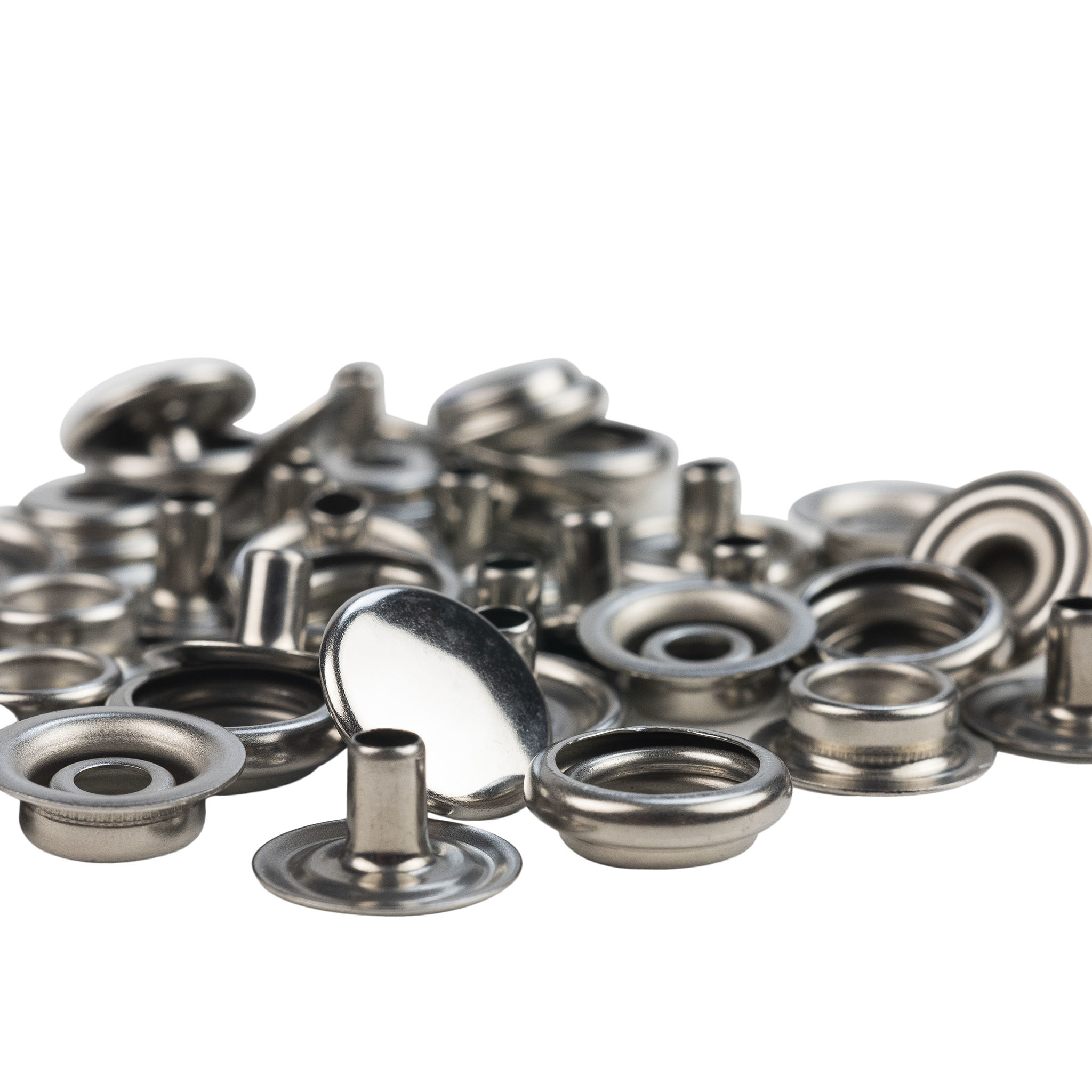 Drukknopen 15mm doek op doek RVS 304