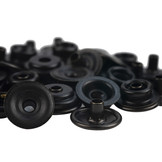 Drukknopen 15mm doek op doek koper zwart