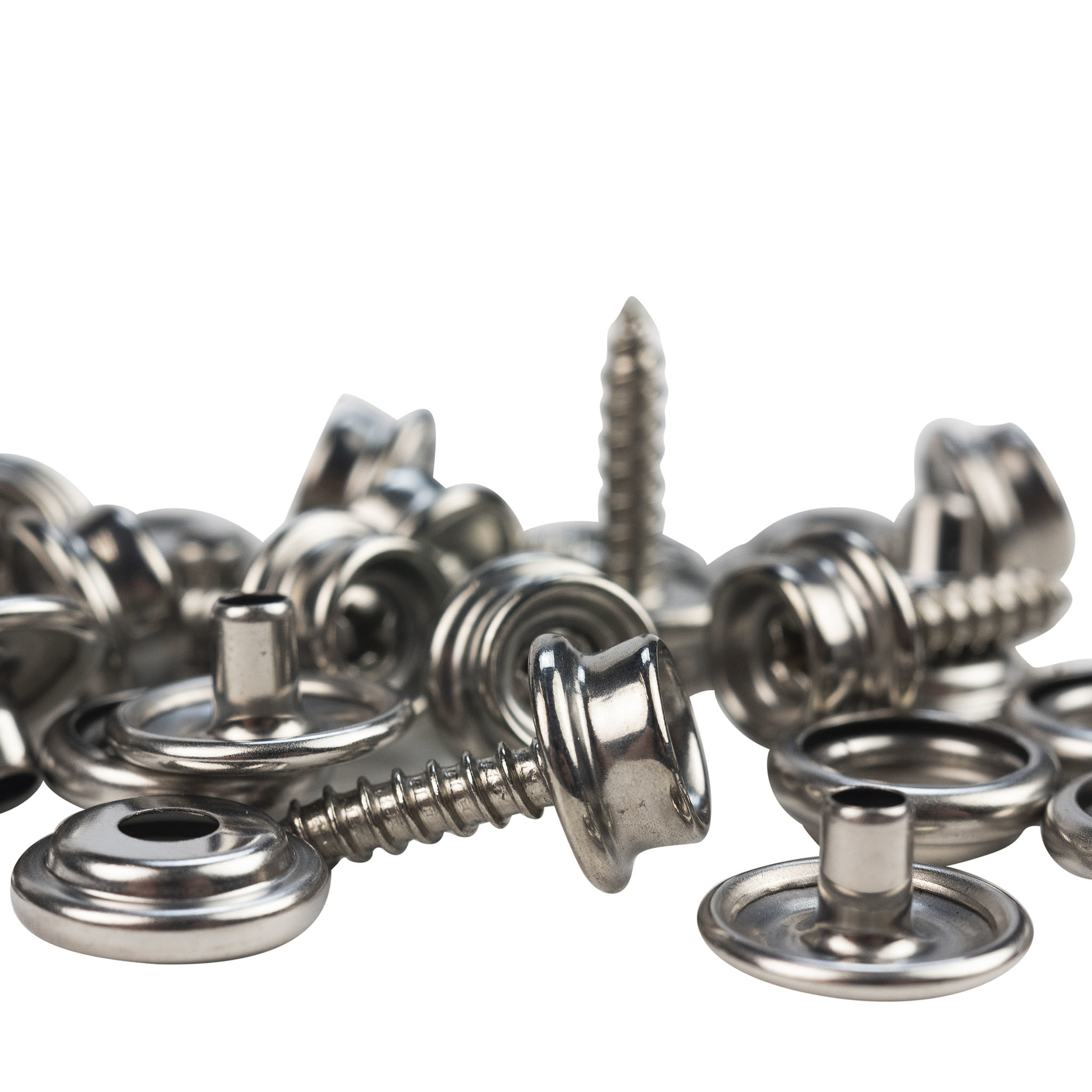 Drukknopen 15mm schroefbaar 10mm RVS 304