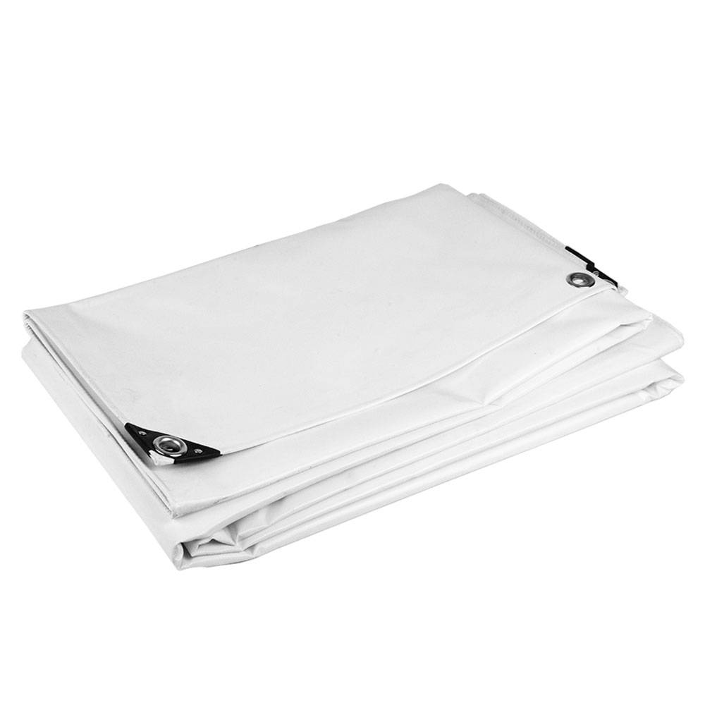 6x10 Wit 650gr PVC afdekzeil met 18mm zeilringen (nestels, ringogen)