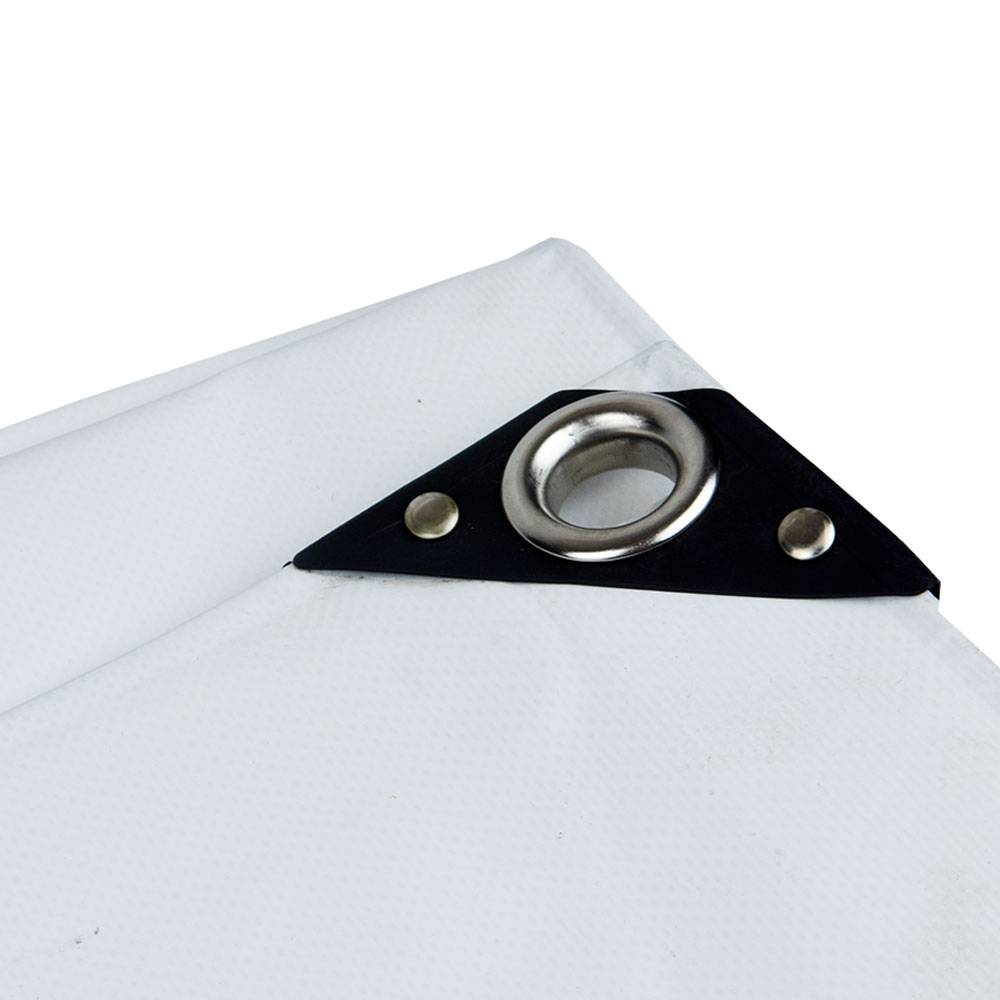 6x10 Wit 650gr PVC afdekzeil met 18mm zeilringen (nestels, ringogen)