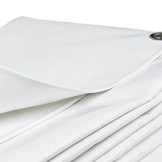 6x10 Wit 650gr PVC afdekzeil met 18mm zeilringen (nestels, ringogen)