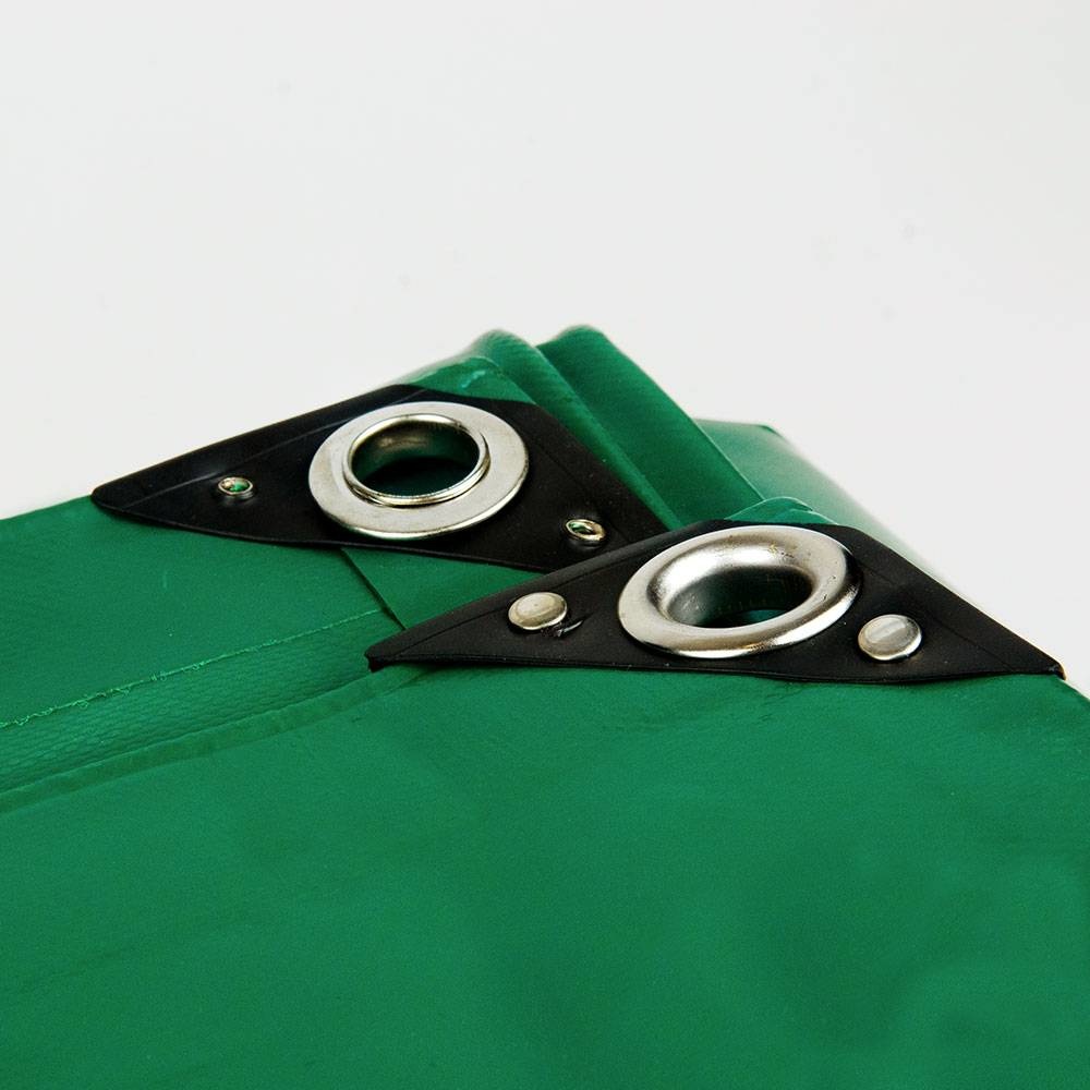 8x12 Groen 650gr PVC afdekzeil met 18mm zeilringen (nestels, ringogen)