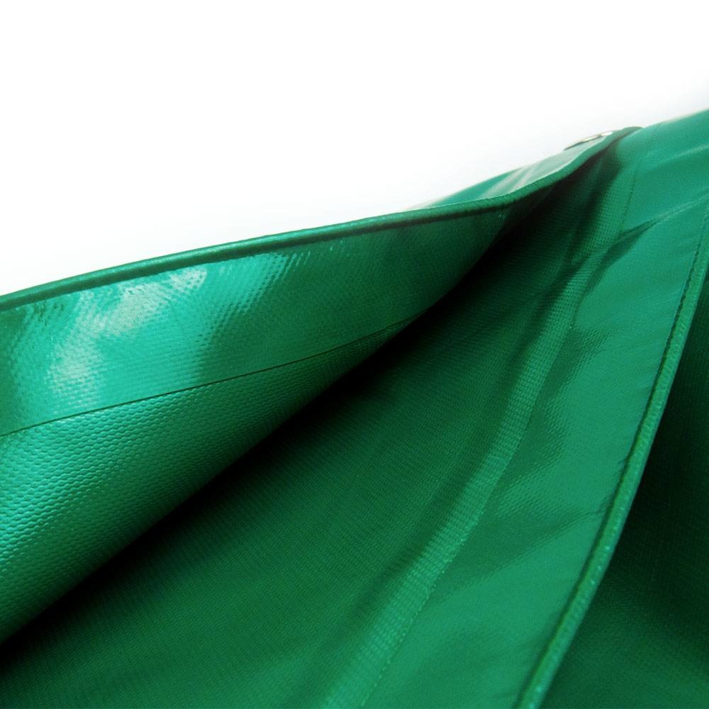 8x12 Groen 650gr PVC afdekzeil met 18mm zeilringen (nestels, ringogen)