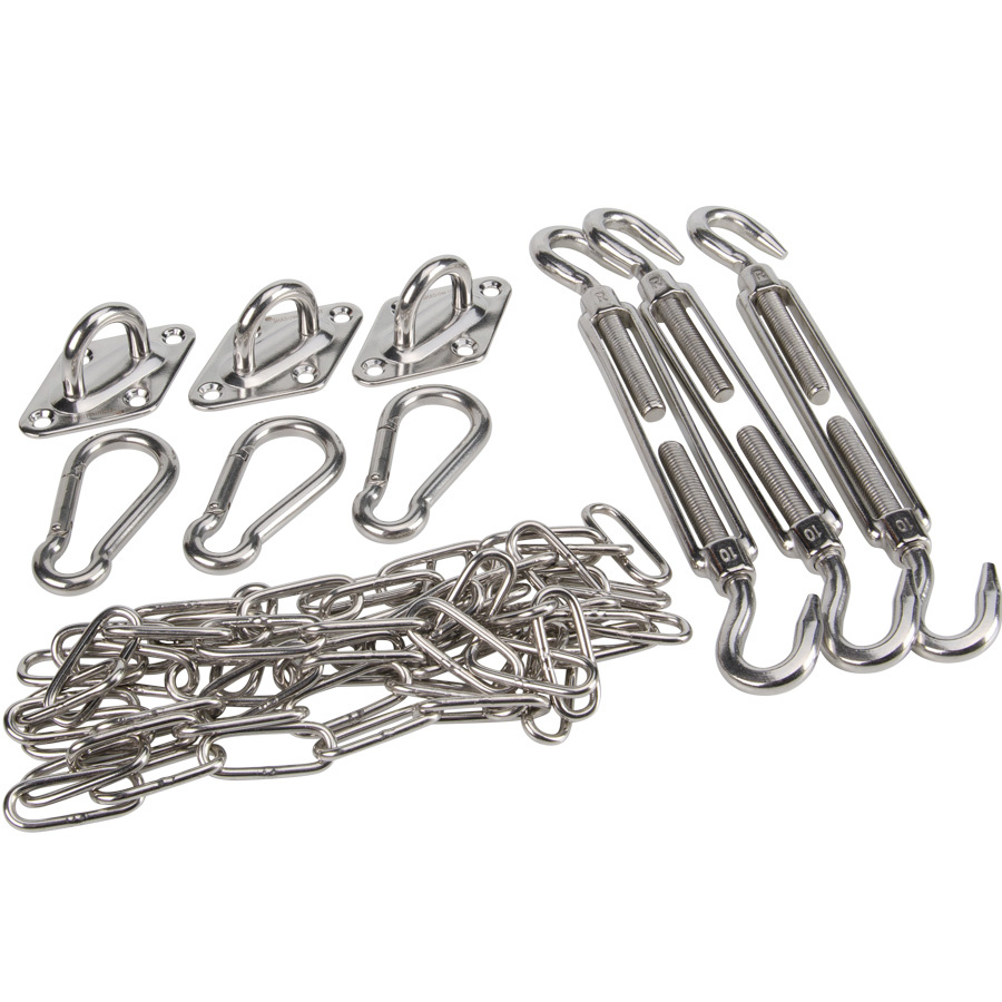 Bevestigingsset schaduwdoek driehoek M10 rvs 316