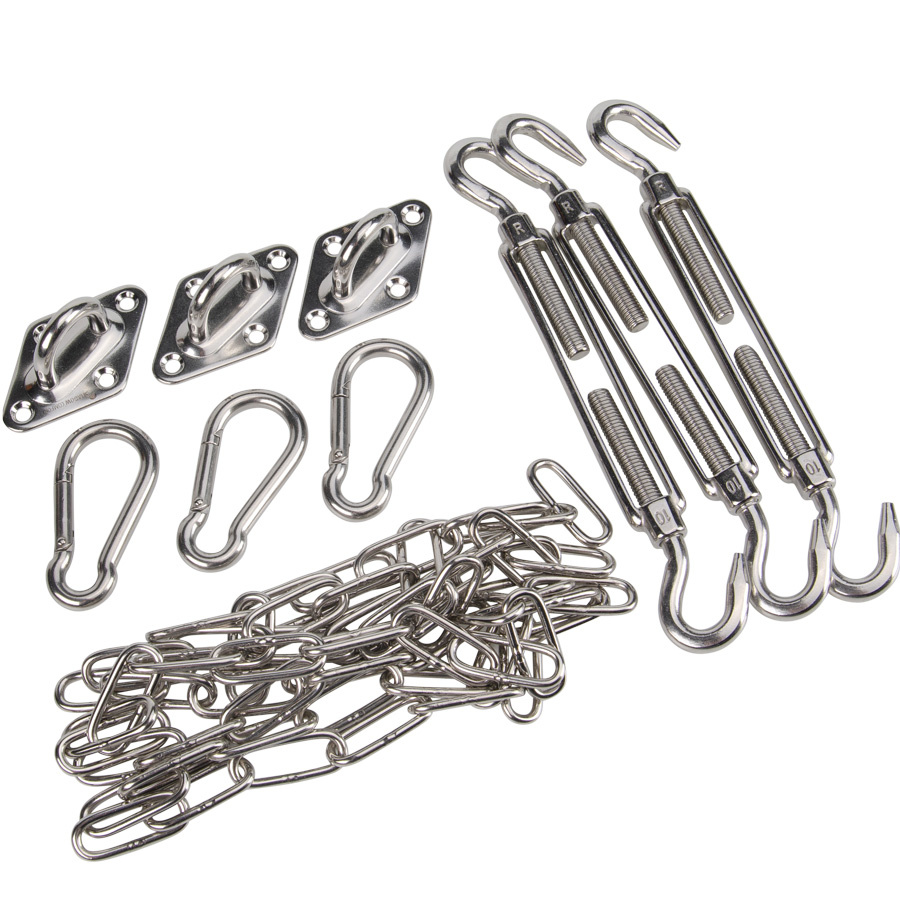 Bevestigingsset schaduwdoek driehoek M10 rvs 316