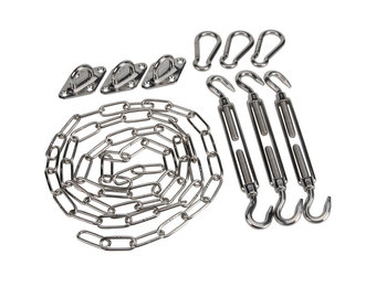 Bevestigingsset schaduwdoek rvs driehoek M10