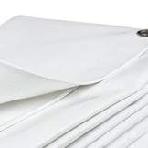 5x8 Wit 650gr PVC afdekzeil met 18mm zeilringen (nestels, ringogen)