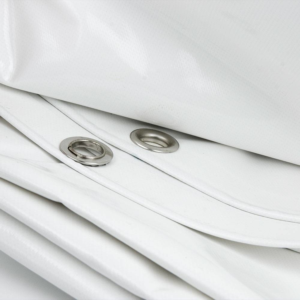 5x8 Wit 650gr PVC afdekzeil met 18mm zeilringen (nestels, ringogen)