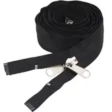 Kroko rits 10mm deelbaar Dubbel lip 250cm zwart