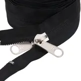 Kroko rits 10mm deelbaar Dubbel lip 250cm zwart