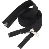 Kroko rits 10mm deelbaar Dubbel lip 250cm zwart