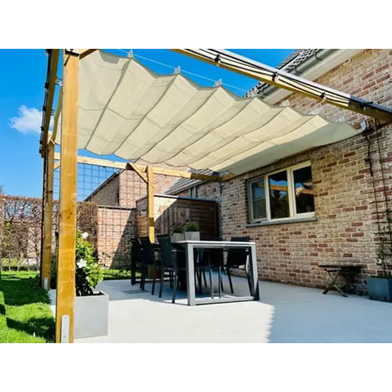 zonnescherm met harmonicadoek