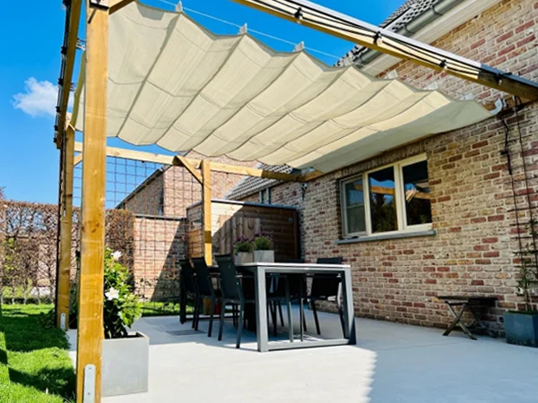 Harmonica schaduwdoek 370cm breed Sahara Sand