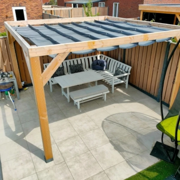 Harmonica schaduwdoek 370cm breed Carbon Black