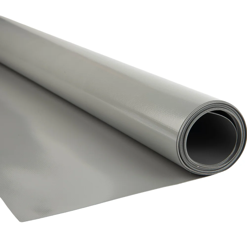 Pvc zeildoek - 650gr Stofgrijs 7037 Glans - per meter of rol