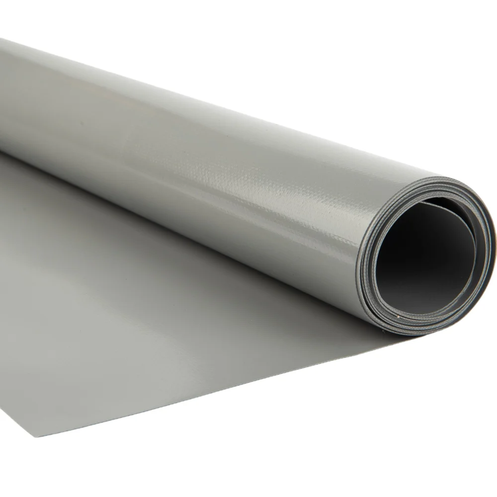 Pvc zeildoek - 650gr Stofgrijs 7037 Glans - per meter of rol